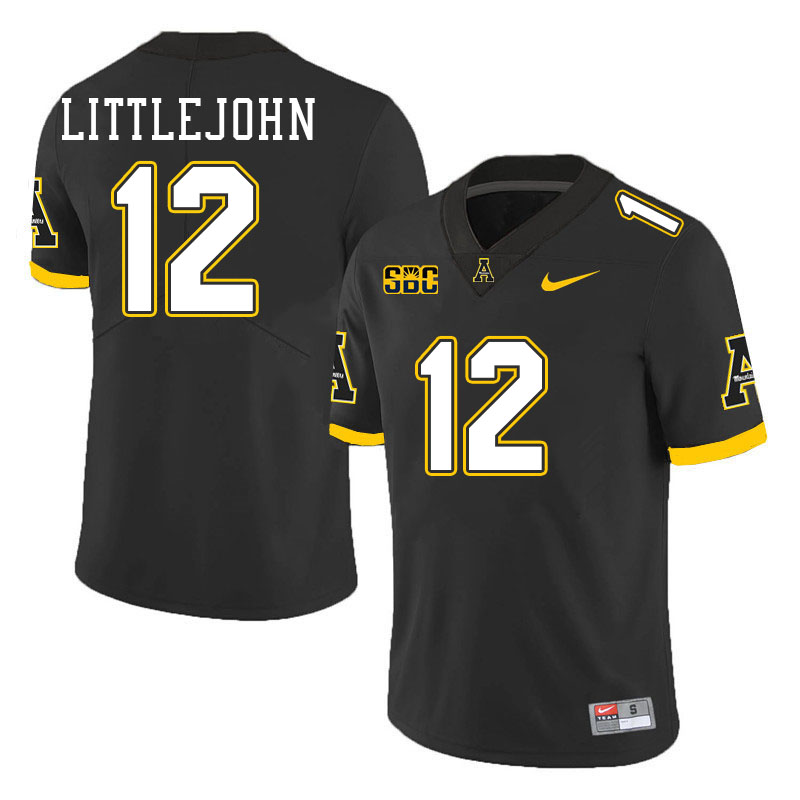 Appalachian State Mountaineers #12 Brayshawn Littlejohn College Football Jerseys Stitched-Black